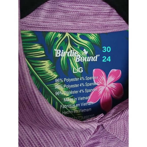 Birdie Bound Golf Polo Shirt UV Sun Protection Mens L Lavender Heather - Picture 10 of 12